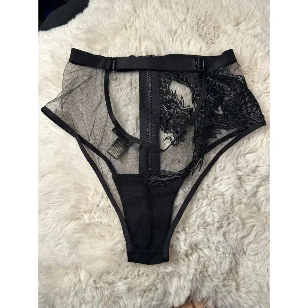 Honey Birdette LISBETH🖤🐉 Black Dragon High Waist Brief XS
